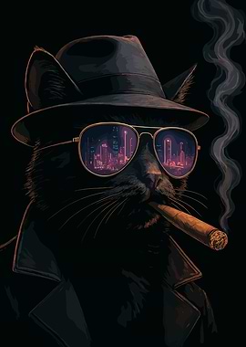 Cool Cat Detective with Cigar