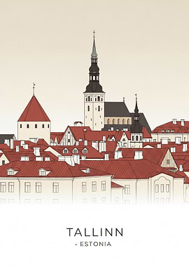 Tallinn, Estonia Cityscape Illustration