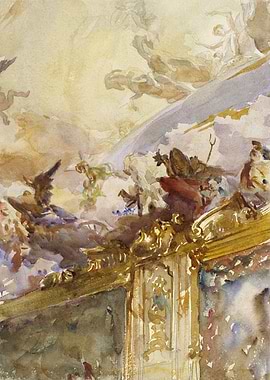 Baroque Ceiling Painting Watercolor