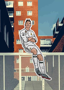 Football Player Soccer Cartoon Urban Setting