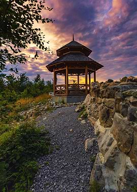 Wooden Gazebo at Sunset, Bielsko Biala, Poland