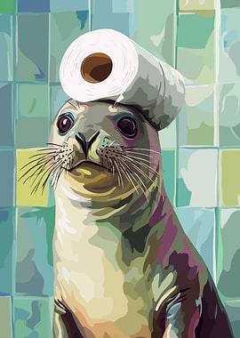 Seal with Toilet Paper Hat