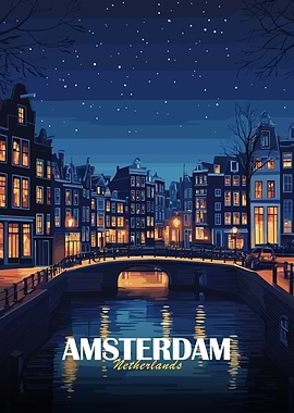 Amsterdam Netherlands Night Cityscape