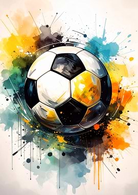 Watercolor Soccer Ball Art
