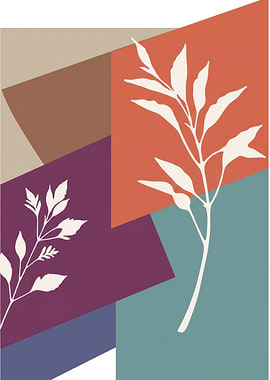 Abstract Floral Art with Geometric Shapes