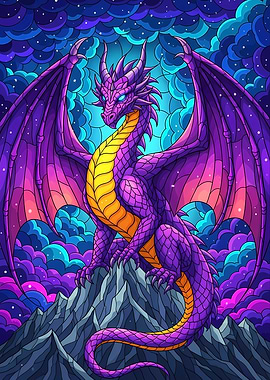 Purple Dragon on Mountain Peak