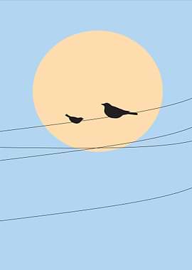 Birds on a Wire Silhouette