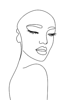 Minimalist Woman Portrait Line Art