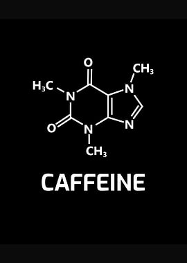 Caffeine Molecule Structure on Black Background