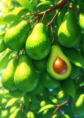 Avocados on the tree