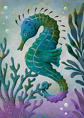 Colorful Seahorse Underwater Art