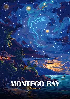 Montego Bay Jamaica Night Sky Art