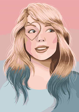 Blonde Woman with Heart Face Paint