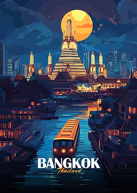 Bangkok Thailand Cityscape at Night