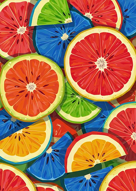 Colorful Citrus Fruit Slices Pattern