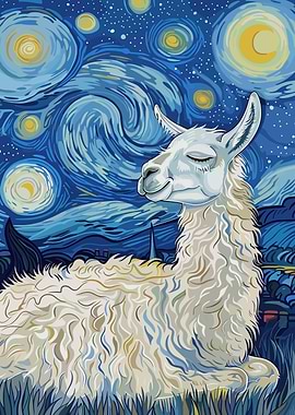 Llama in Starry Night