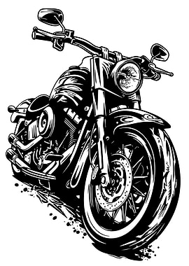 Black and White Motorcycle Illustration