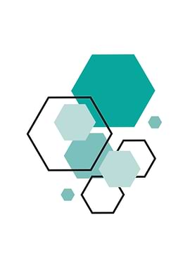 Geometric Hexagon Abstract Teal and White