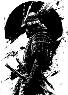 Samurai Warrior Black and White Art