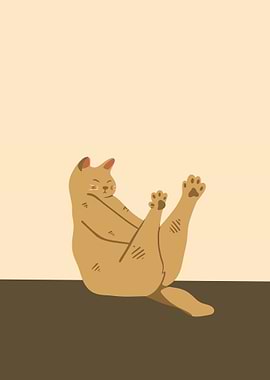 Relaxed Cartoon Cat Illustration