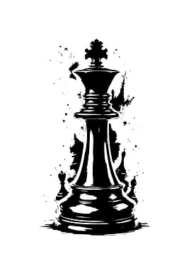 Chess Queen Black and White Art