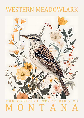 Western Meadowlark Montana State Bird Art