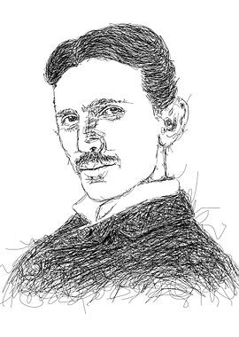Nikola Tesla Scribble Portrait