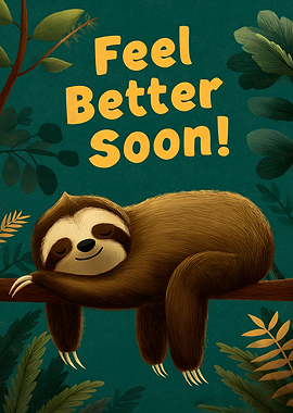 Feel Better Soon Sloth Illustration