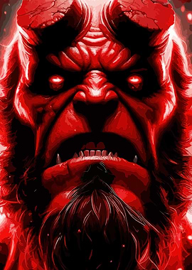 Hellboy Portrait in Red