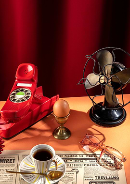 Vintage Still Life with Red Accents