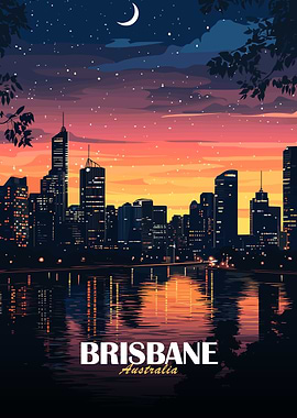 Brisbane Australia Cityscape at Night