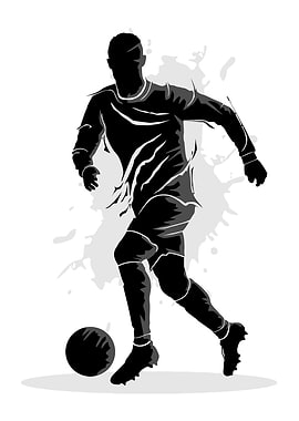 Soccer Player Silhouette with Ball
