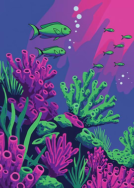 Colorful Underwater Scene with Fish