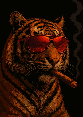 Cool Tiger with Sunglasses and Cigar