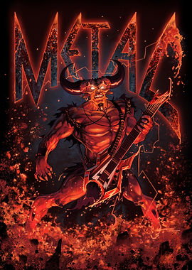 Metal Demon Guitarist in Fiery Inferno