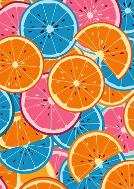 Colorful Citrus Fruit Slice Pattern