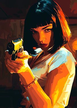 Woman with Gun Pulp Fiction