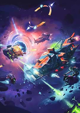 Space Battle with Spaceships and Portal