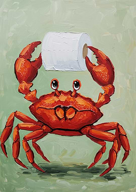 Crab with Toilet Paper Painting