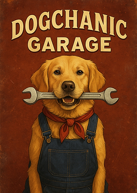 Dogchanic Garage: Dog Mechanic Art