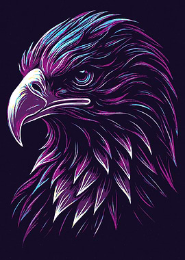 Eagle Head Retro Art Illustration