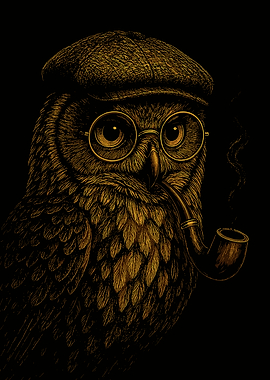 Owl Detective with Pipe