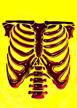 Ribcage Illustration on Yellow Background