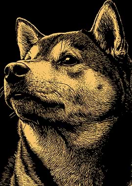 Shiba Inu Dog Portrait Illustration