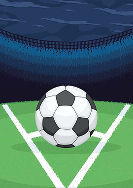 Soccer ball on the field corner