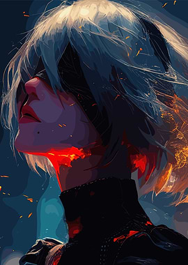 Anime Girl with Blindfold Digital Art