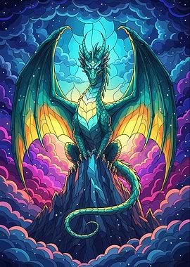 Majestic Dragon on Mountain Peak