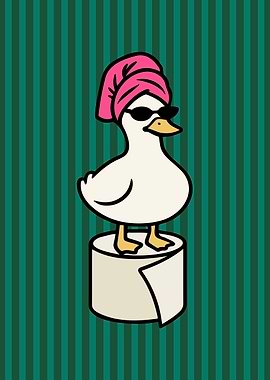 Duck with towel and sunglasses cartoon