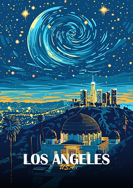 Los Angeles Night Sky Illustration