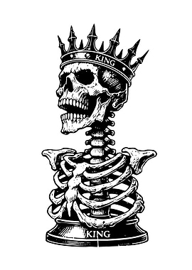 King Skull with Crown Illustration
